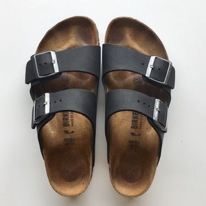 Birkenstock black leather Arizona sandal